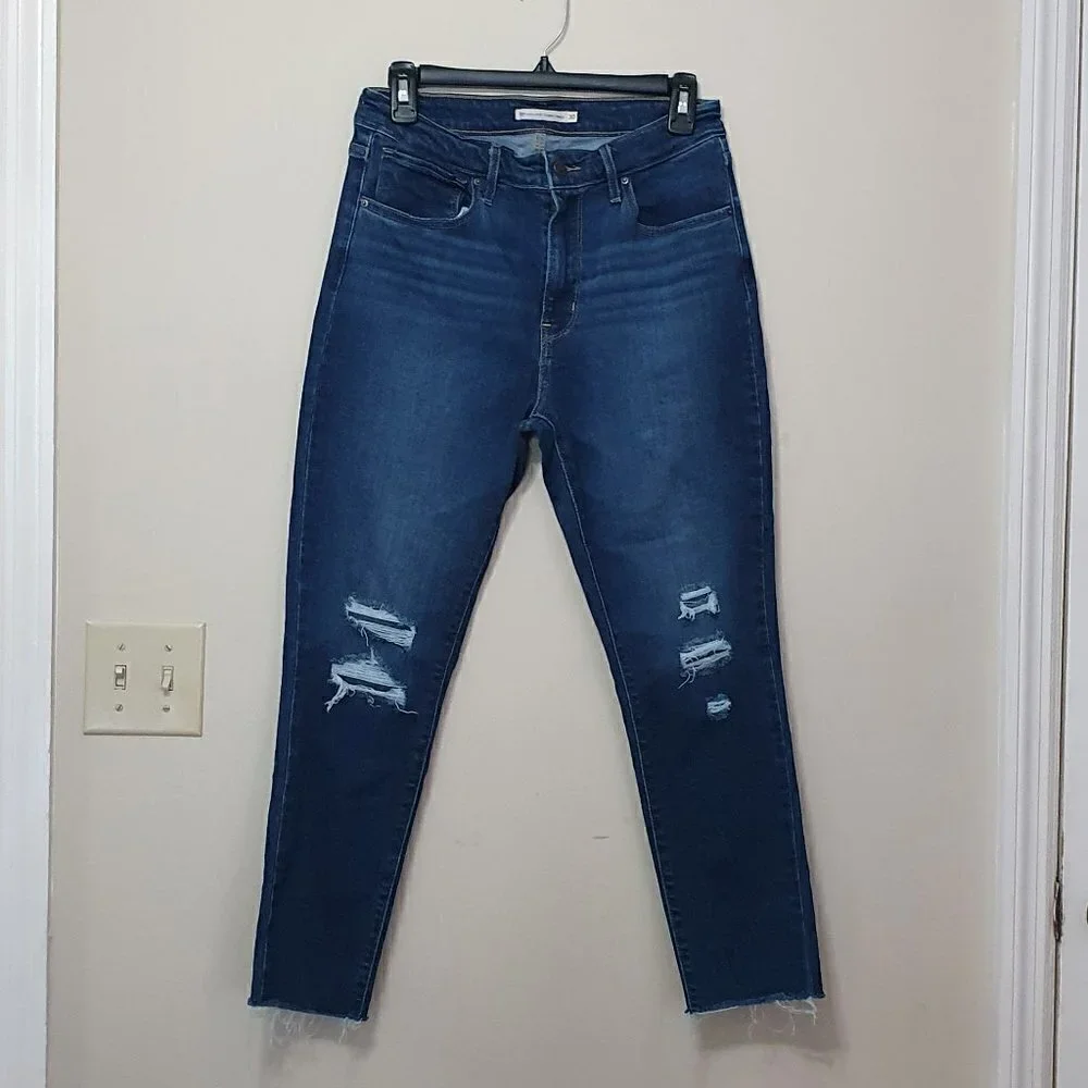 Levi's 721 High Rise Skinny Ankle Distressed Jeans - Picture 2 of 14